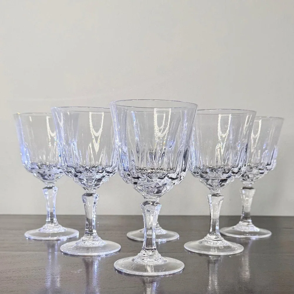 CRISTAL D'ARQUES DURAND St. Germain Crystal Water Wine Goblets Set of 6‎